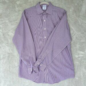Brooks Brothers Regent Long Sleeve Button Up Dress Shirt Men 16/34 Red Plaid